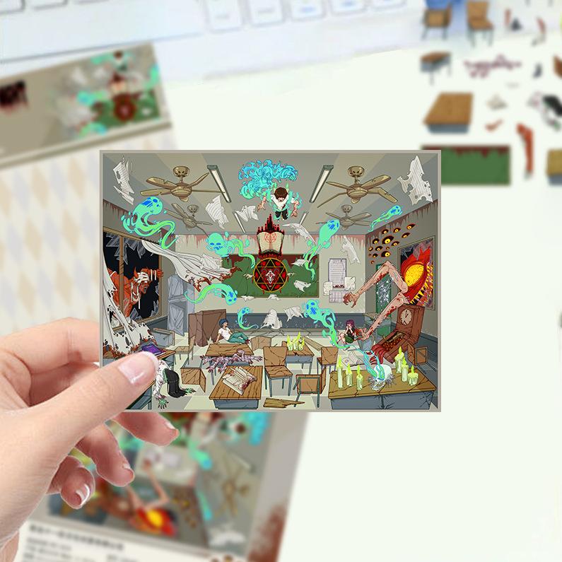 Cartoon Landscape Stickers Multiple Miniature World 3D Hut Unzip DIY Scene Manual Post