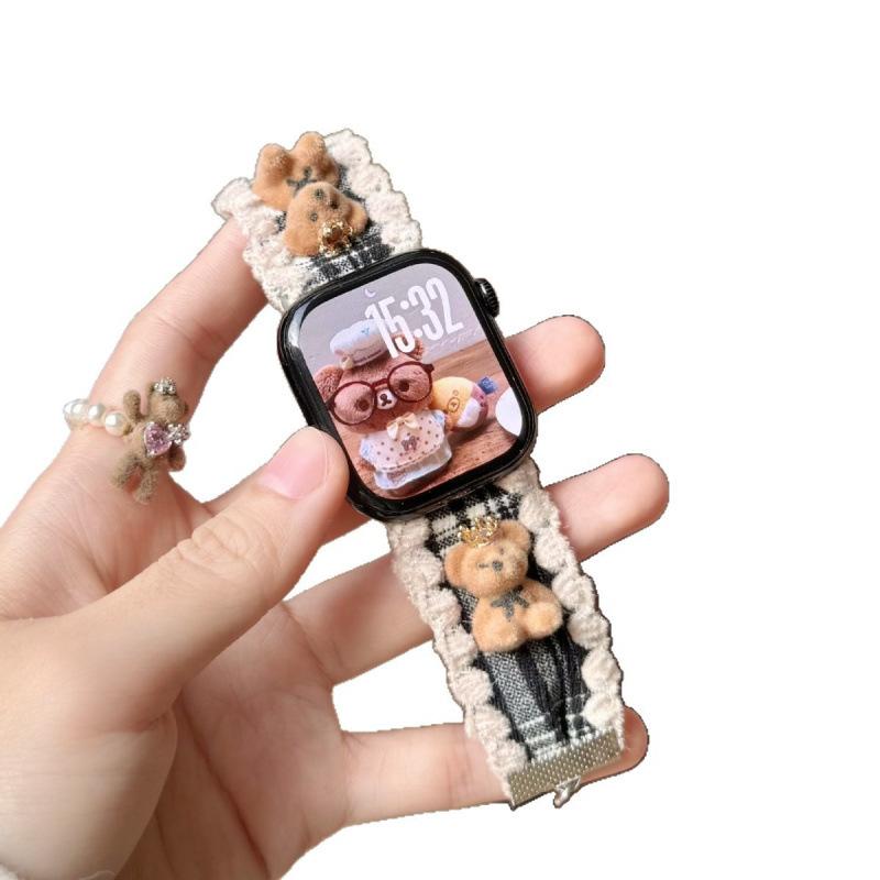 Для Apple S11/10 Watch с Камелией iwatch9876SE Плюшевый Медведь Huawei FIT4 Xiaomi