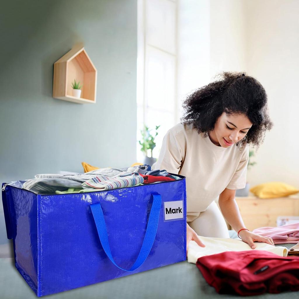 93 liters with handle large capacity clothing storage bag 4-piece set suitable for dormitory and holiday decoration Blue