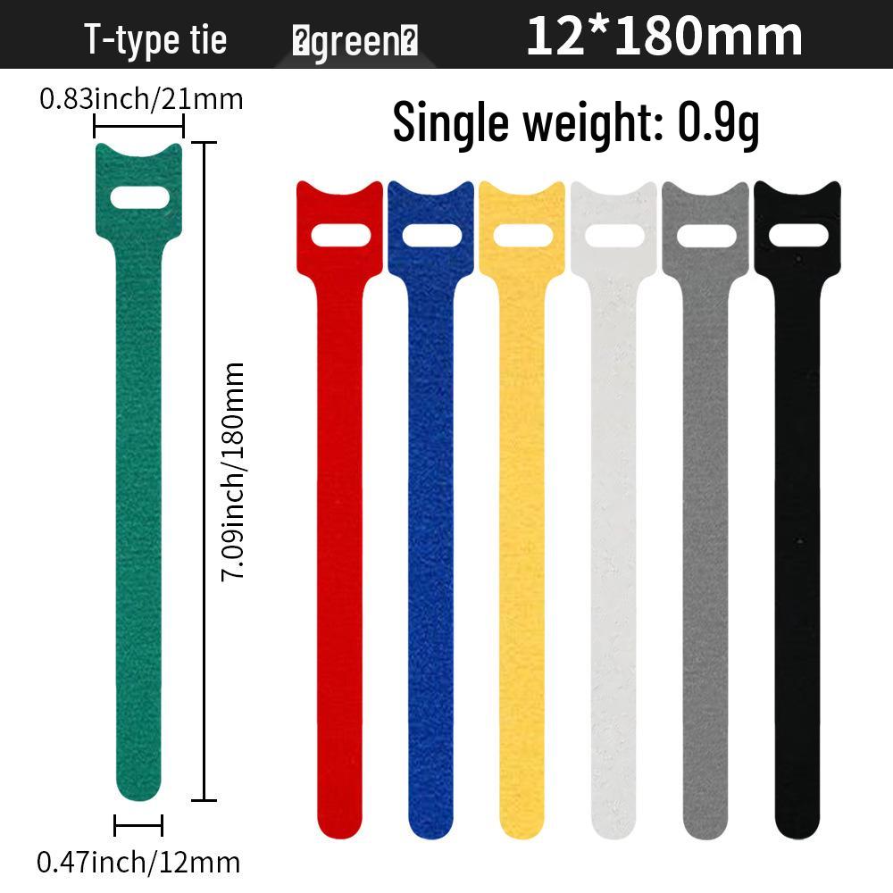 T-Type Magic Tape Cable Ties for Earphones, Data Cables, Organizers, and Network Cables with Back-to-Back Adhesive Straps.