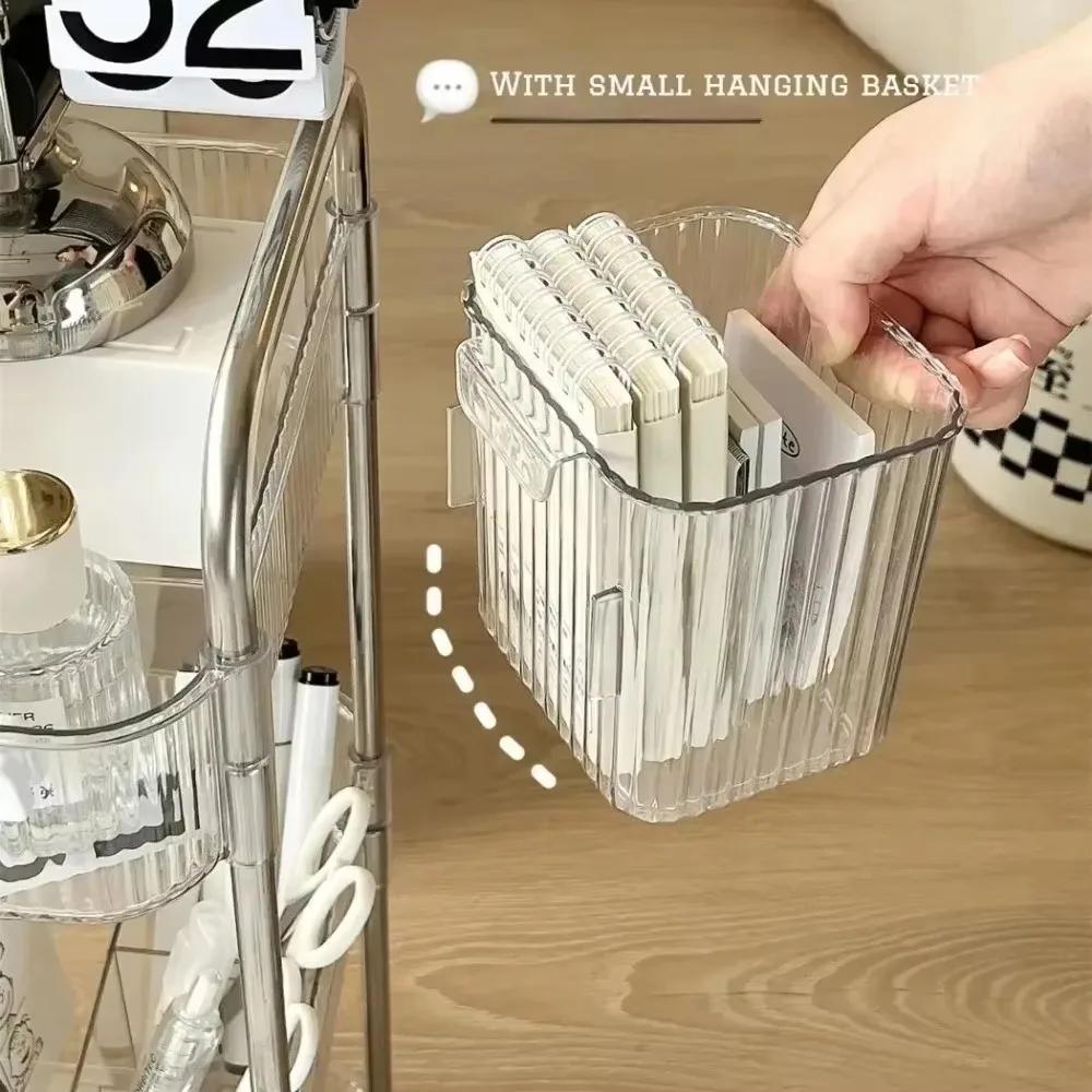 Portable Rolling Cart Storage Transparent Shelfs Multilayer Wheel Storage Rack Trolley Mobile Shelf Widening and Raising Storage