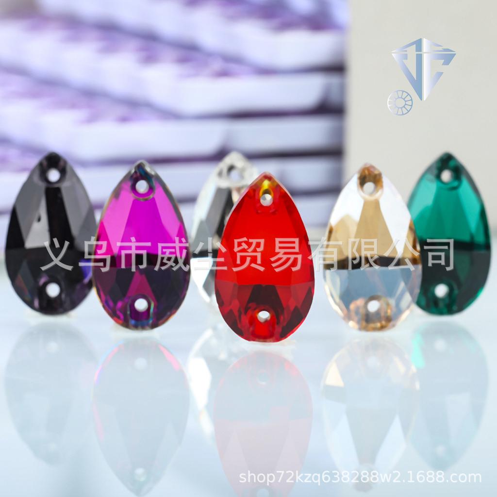 K9 Weichen Glass Boutique, ручная работа, сверло с плоским дном, двойным отверстием, капля воды, плоская пряжка, цветной бриллиант особой формы, самодельное/двойное отверстие, сверло для драгоценных камней