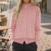 Женские кардиганы со стойкой, свободные, на пуговицах, вязаные, теплые, с длинным рукавом, уютные, повседневные, пальто-свитер