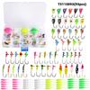 93pcs Ice Fishing Jigs Kit Includes Jig Heads Hook and Soft Lures for Bass Trout Walleye