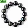 Лучший натуральный черный обсидиан браслет ювелирные изделия для женщин мужчин подарок хрустальные круглые бусины камень редкий драгоценный камень Aaaaa 12 мм 14 мм 16 мм