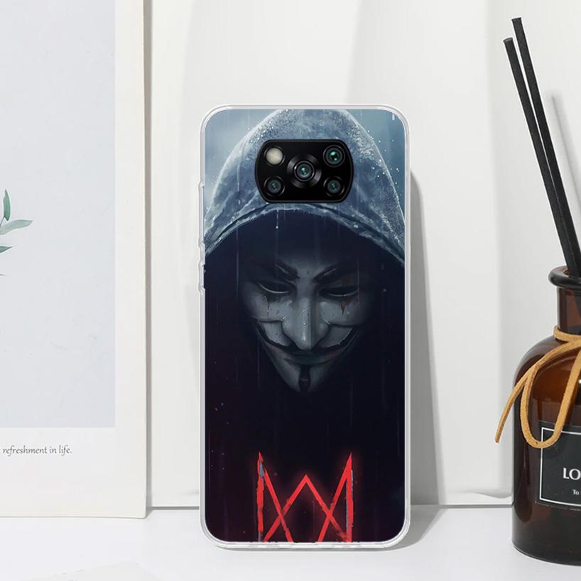 Анонимный чехол для телефона с маской V для Xiaomi Poco X7 X6 X5 M7 M8 Pro F7 Ultra Redmi 15C 15 13C 13 12C 12 10 10C 10A Арт Fundas Poco X7