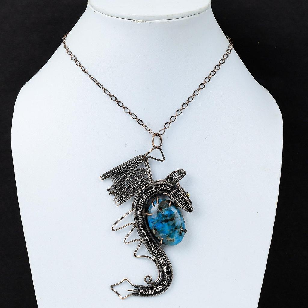 Неоновый Апатит Кулон Медная Проволока Кулон Ручной Работы Медные Ювелирные Изделия Кулон Дракон Оригинальные Ювелирные Изделия Из Драгоценных Камней Подарки на Годовщину