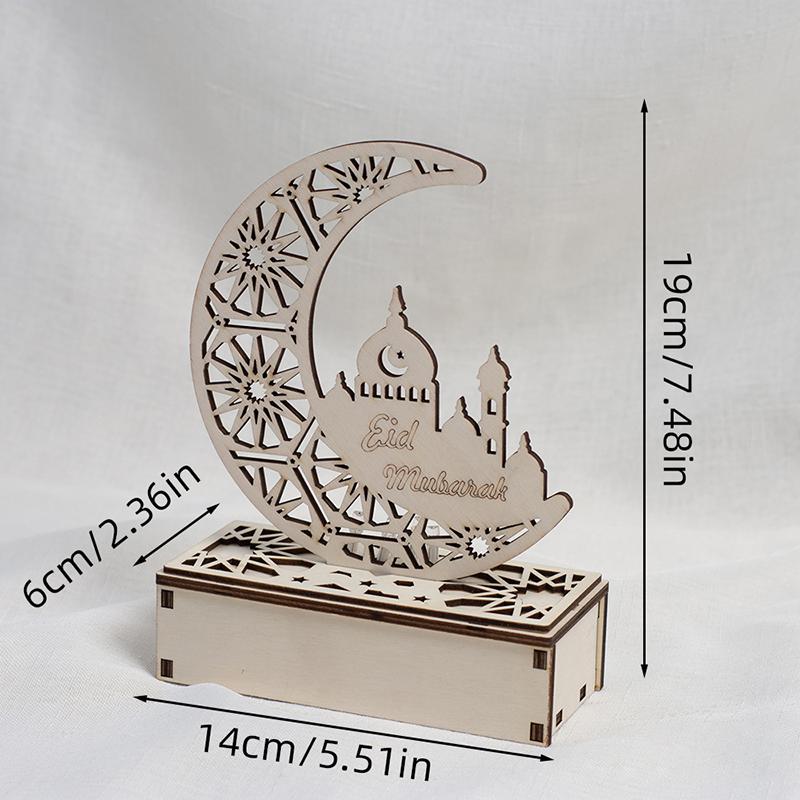 Ид Мубарак Светодиодная Лампа Звезда Луна Подвеска Деревянный Подсвечник Свет Ид Настольное Украшение Рамадан Домашний Декор Мусульманское Украшение для Вечеринки Подарок