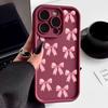 Мягкий чехол с однотонным бантом для iPhone 16 Pro Max 15 Pro 14 13 12 11 XS XR 8 7, матовый силиконовый противоударный чехол для защиты линз из ТПУ