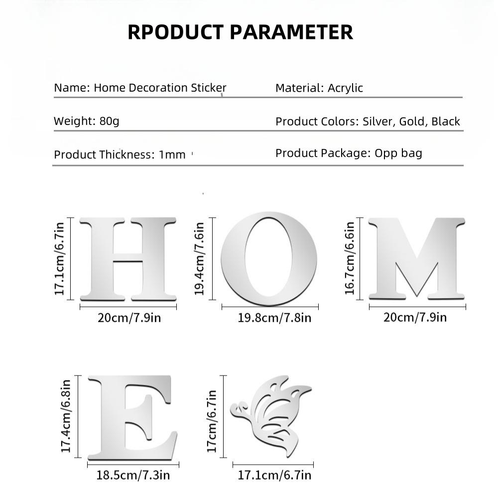 5 шт. Английская буква HOME Butterfly акриловая наклейка на стену самоклеящаяся наклейка на стену для зеркала своими руками украшение интерьера гостиная вход настенная живопись