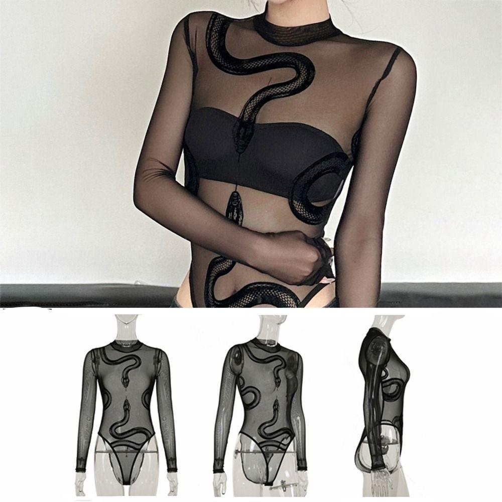 Transparent Mesh Thin Shapewear Seamless Slim Fit Bodysuit Long Sleeve Lace Jumpsuit Gifts