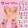 Pink Series Preppy Waterproof Tattoo Sticker, Girls Party Children'S Temporary Face Sticker Set