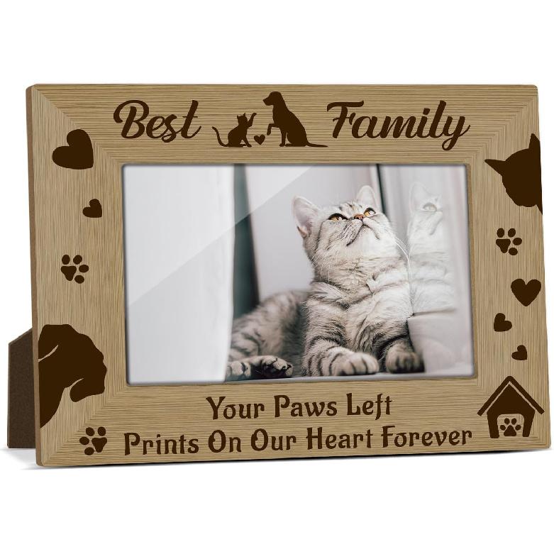 Pet Picture Frame, 4x6 Wood Photo Frame, Gift for Pet Lover Owner, Picture Photo Frames for Desk Decor, Memorial Cat Dog Keepsake -52