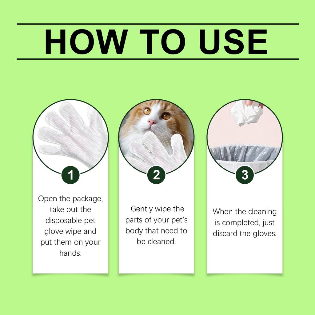 Перчатки для чистки домашних животных, гипоаллергенные несмываемые салфетки для ухода за собаками и кошками, ежедневный уход и путешествия, 5 упаковок по 5 мл