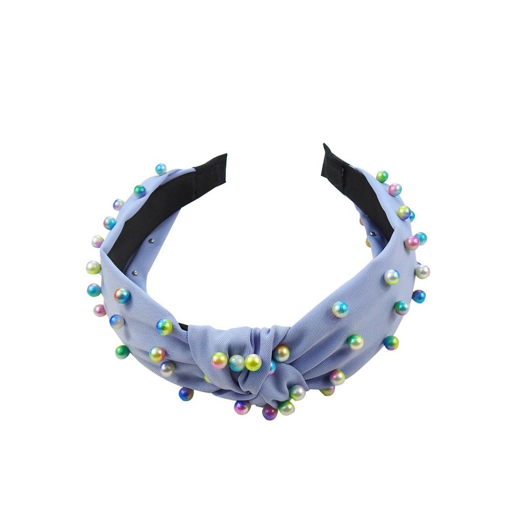 Весна и лето цветной жемчужный узел давление повязка на голову мода уличный снимок широкий край девушка тренд повязка на голову