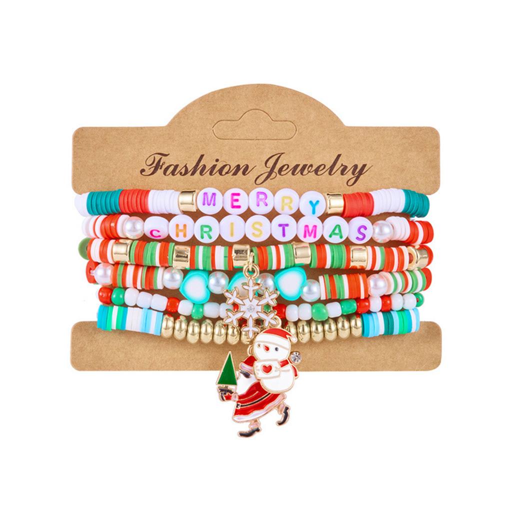 Рождественские браслеты для женщин, Санта, рождественская елка, снежные наборы браслетов, рождественские браслеты серфера из бусин хейши, многослойные браслеты из дисковых бусин