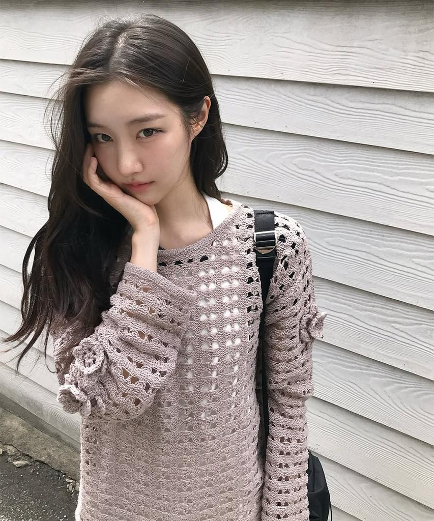 SINOON Flower Crochet Knit (Ash Brown)