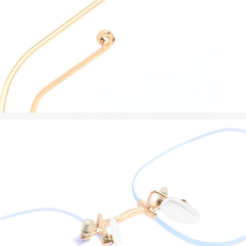 Women Retro Anti Blue Near Sight Eyeglasses Frameless Ultra Light Myopia Glasses Metal Frame Square Small Frame Eyewear