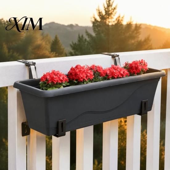 Stainless Steel Railing Hangers 4Pcs Adjustable Planter Box Brackets, Flower Hangers, Pot Holders No Drill Plant Supports for Fence Balcony
