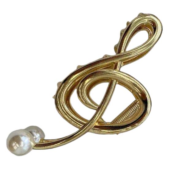 Hair Claw Musical Note Shape Faux Pearl Hair Clip Back Head Shower Hair Claw Decorative Hair Accessory