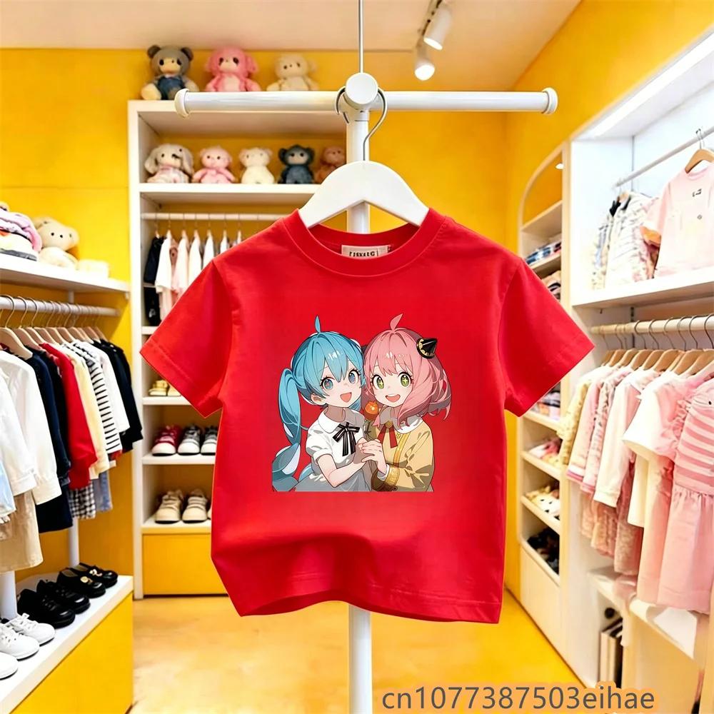 Hatsune Miku Collaborates on Future MIKU Line Style Short Sleeved Pure Cotton Printed New Casual Boy and Girl Clothing