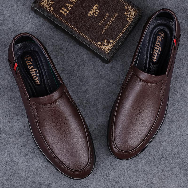 Модные мужские туфли из натуральной кожи, нескользящие мокасины, мужская повседневная обувь, мягкая подошва, удобная обувь для вождения, обувь для прогулок в парке