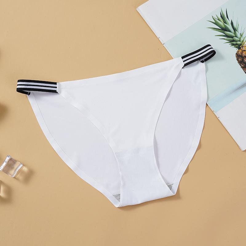 Модные бесшовные трусики, женские трусы с низкой посадкой, удобные трусы, полосатый пояс, ледяной шелк, сексуальное женское нижнее белье, нижнее белье