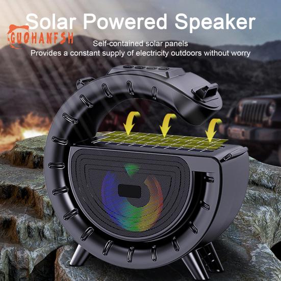 Bluetooth-совместимый динамик с солнечной зарядкой, музыкальным плеером, фонариком и FM-радио — незаменимый помощник для кемпинга на открытом воздухе