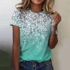Summer Women's Colorful T-shirt Fashion Printed Pattern Round Neck Short Sleeve Loose Comfortable Top Clothing Women's T-shirt