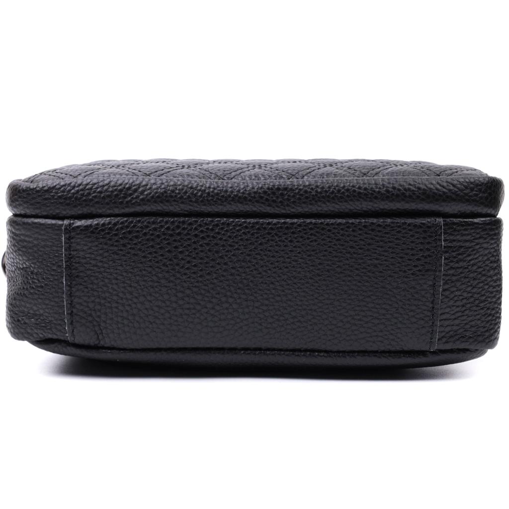 Women's Bag Stitched with Diamonds On the Front Side Made of Genuine Leather Vintage 22634 Black