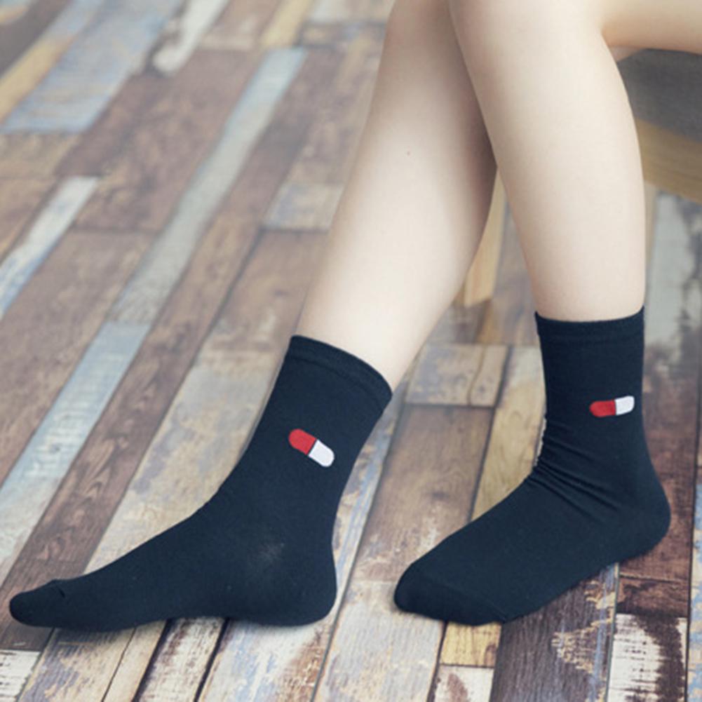 Унисекс, осенне-зимние забавные однотонные эластичные хлопковые носки с героями мультфильмов, креативные носки средней длины