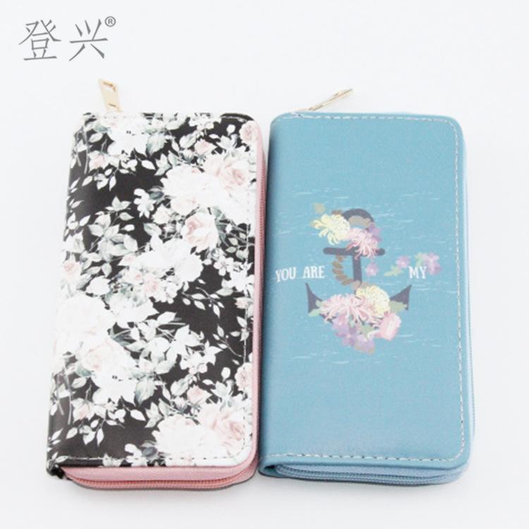 New Flower Leaves Ethnic Style PU Long Wallet, Clutch Bag