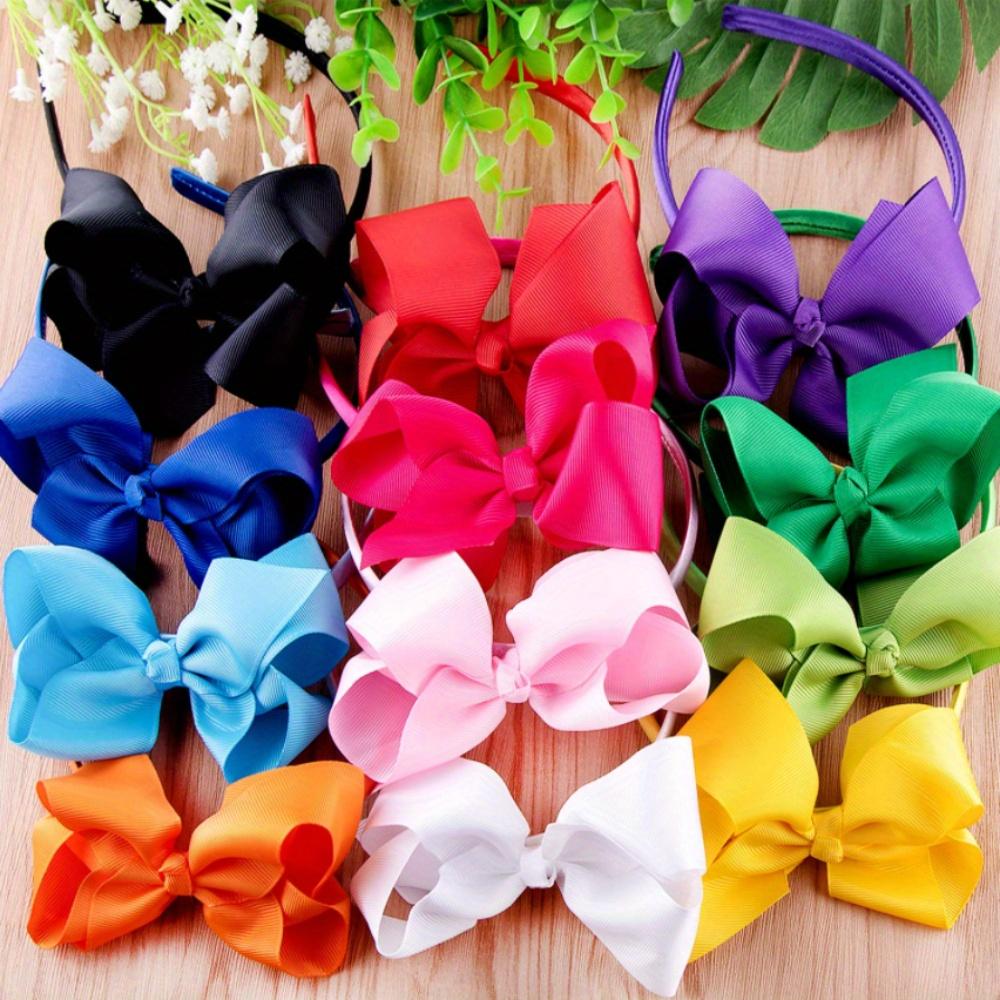 10pcs/pack Grosgrain Hair Bow Headbands for Girls Boutique Ribbon Bow Headbands for Children