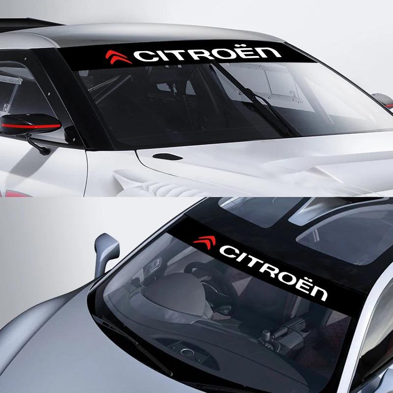 Car front windshield sunshade decorative stickers For Citroen C1 C2 C3 C4 C5X E-C4 C-Crosser C4 Cactus Berlingo Elysee C-ZERO