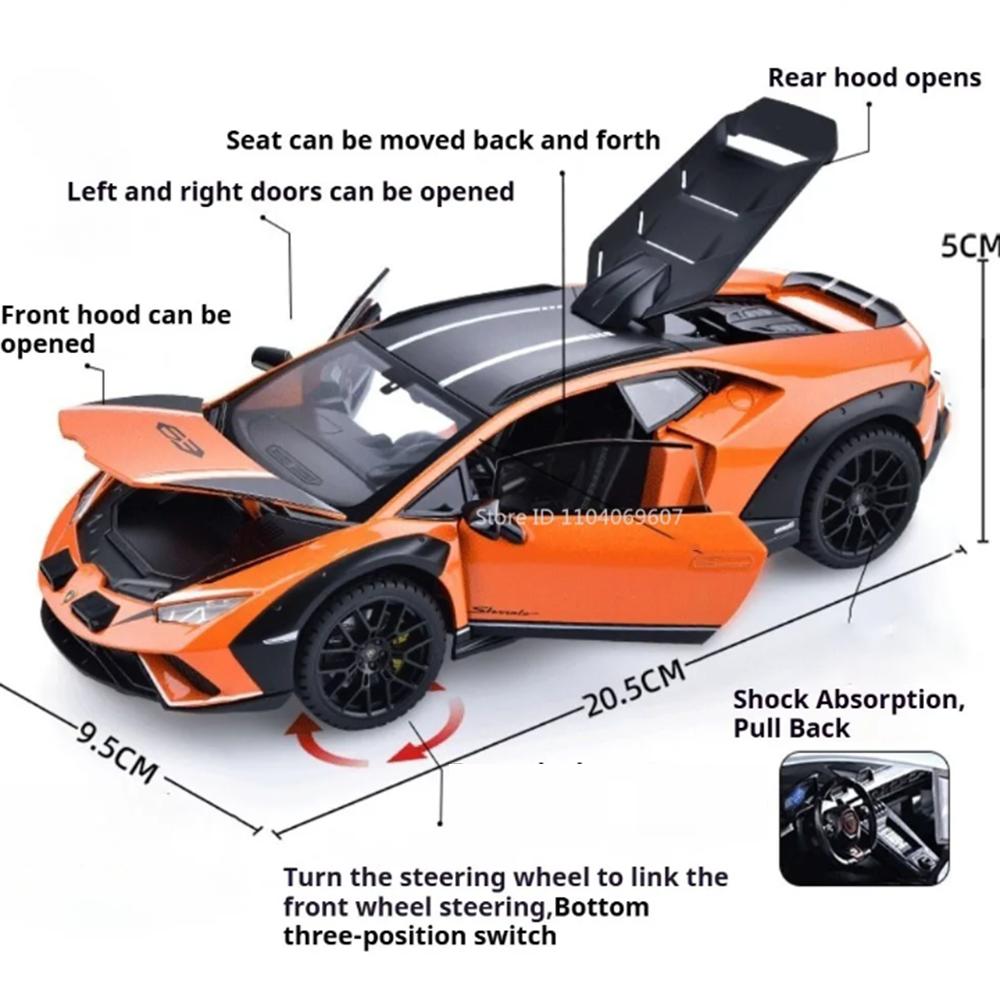 1:Масштаб 24 Huracan Sterrato GT Автомобиль Сплав Литье под давлением Модель Миниатюрная Игрушка Двери Открываются Амортизация Оттянуть Назад Машинки Подарок Коллеге