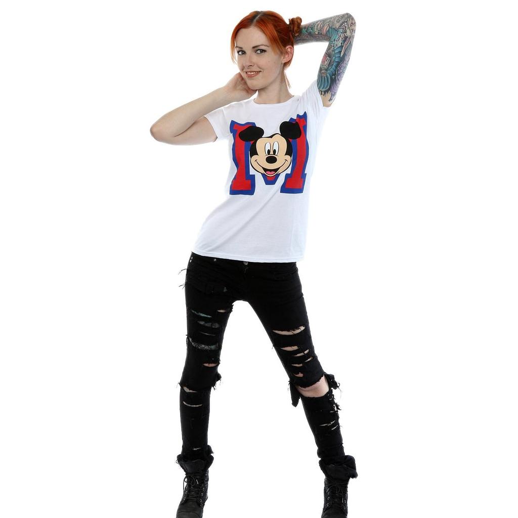 Disney Женская/женская хлопковая футболка с изображением Микки Мауса M Face