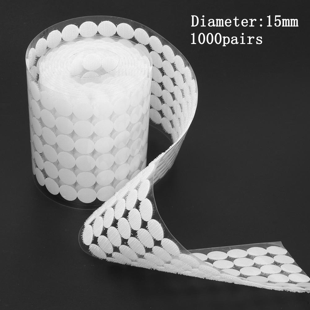 1000 Pairs Double-sided Adhesive Fastener Tape Hooks Disks White Nylon Stickers Strong Self Adhesive Disks Dot Curtain