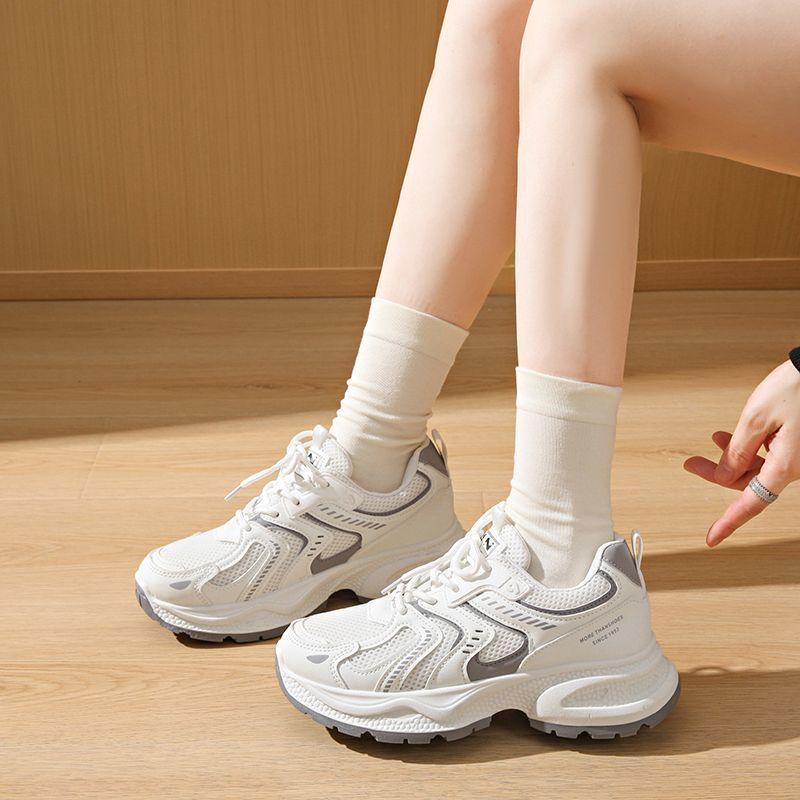 Platform Sneakers Women's Spring and Autumn 2025 New Small Versatile Korean Version of Thin and High Breathable Mesh Dad Shoes