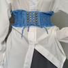 Women Elastic Woven Dress Belt Punk Style Denim Stretchy Corset Wide Edge All-match Retro Fabric Skirt Belt