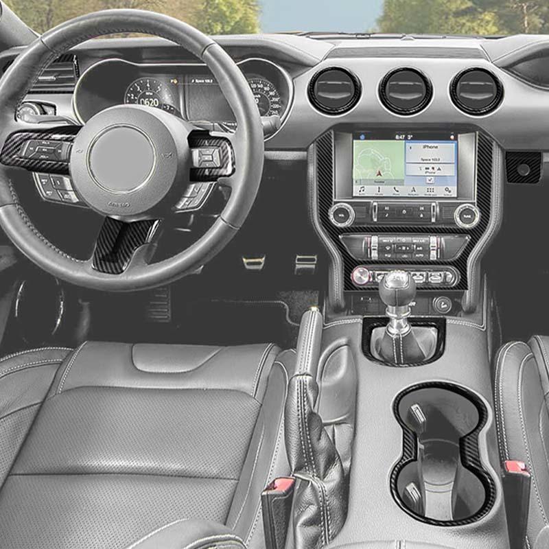 ABS Co-Pilot Center Console Decoration Steering Wheel Cover Sticker Fit For Ford Mustang 2015-2023 Interior Accessories