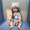 NPK 55cm Baby Doll Reborn Girl Knitted Sweater Hat Dress Bath Toy Soft Full Body Silicone Bath Doll