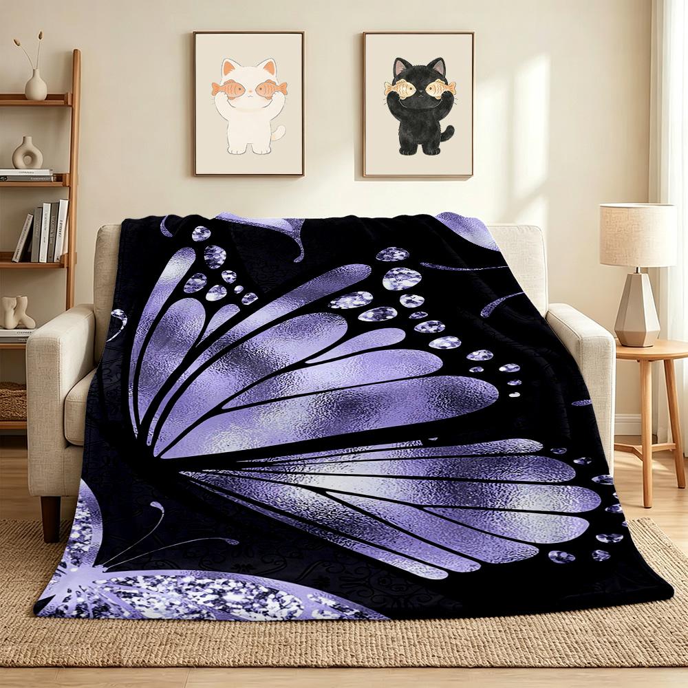 Purple Butterfly Flannel Blanket Throw Blanket Soft Warm Sofa Bed Camping Car home Decor Unique Christmas Gift C9302696