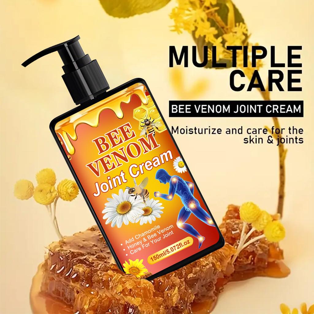 Крем для суставов с пчелиным ядом - увлажненная и легкая кожа тела, увлажнение и уход за кожей и суставами - подходит для кожи локтей, плеч, колен, 150 мл