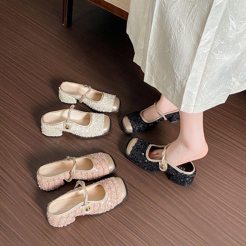 Color Matching Ins Wind Gentle and Sweet Mary Jane Shoes Japanese Dopamine Color Scheme Cool Slippers 2025 Autumn and Summer New