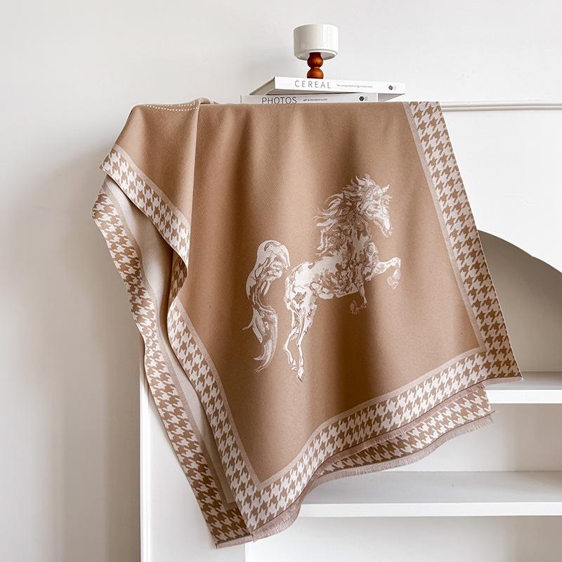 Elegant Zebra Striped Scarf Imitation Cashmere Soft Warm Versatile Shawl Coldproof Windproof Blanket Scarf For Autumn Winter