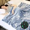 Luminous Flannel Blanket Creative Star and Moon Pattern Soft Fleece Blanket Suitable For All Seasons