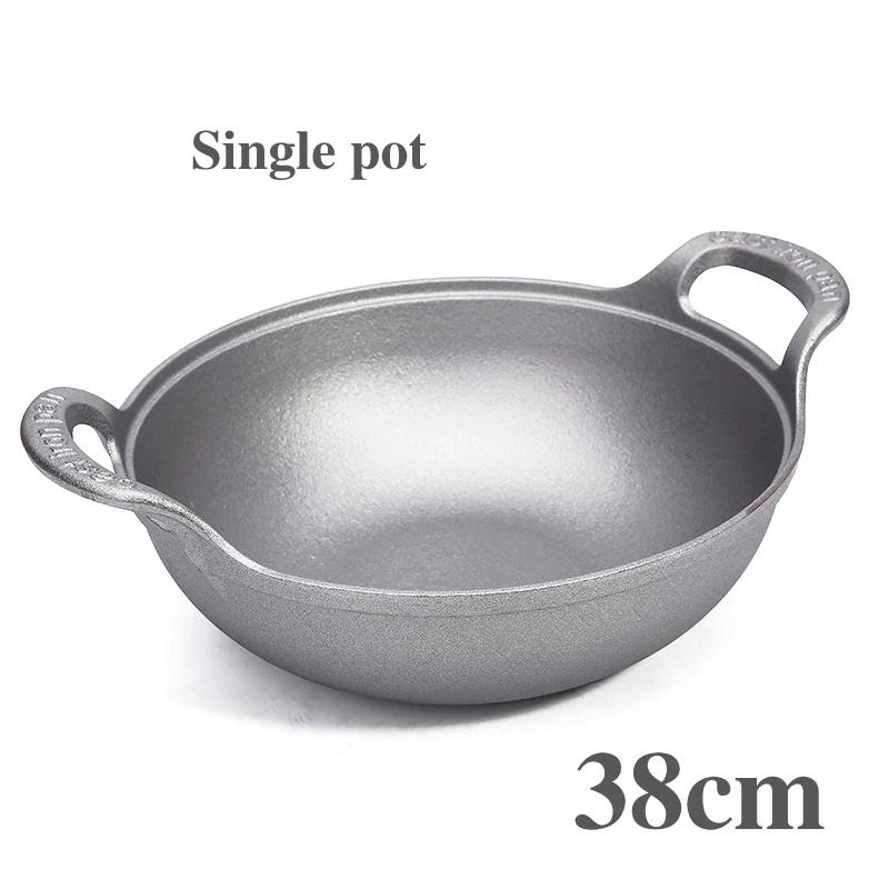 Чугунок старого образца Без покрытия Фритюрница Кастрюля для тушения Сковорода Сковорода с антипригарным покрытием С плоским дном Индукционная плита газовая универсальная Котел вок сковорода