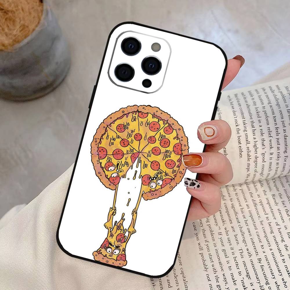 Чехол для телефона Пицца Для iPhone 17, 16, 15, 14, 13, 12, 11 Plus, Pro Max, Другие Мягкий Черный Чехол
