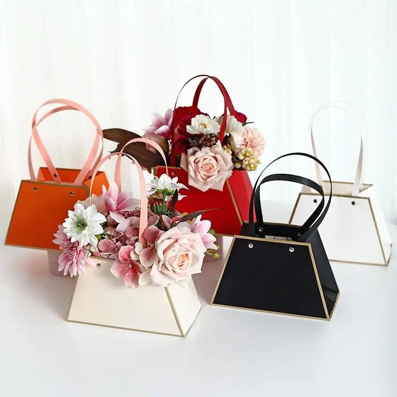 Переносная цветочная коробка, упаковочная коробка для роз, упаковочный бумажный пакет, подарочная коробка, цветочный магазин, свадьба, День святого Валентина, день рождения, вечеринка, подарки