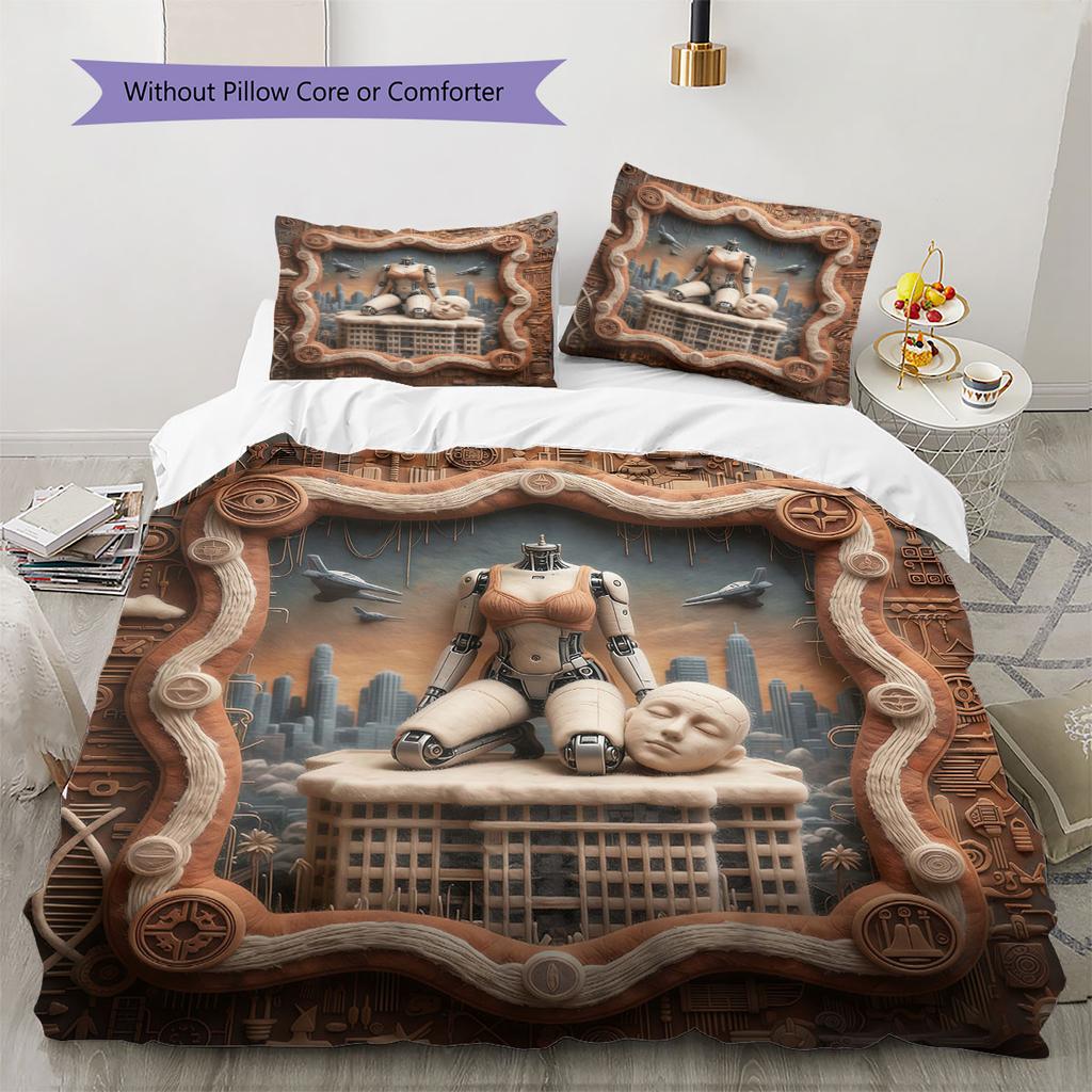 FeltBladeRunner Pattern Bedding Quilt Set Quilt Cover Pillowcase Home Decoration Birthday Gift (1 * duvet cover + 2 * pillowcase, without core)